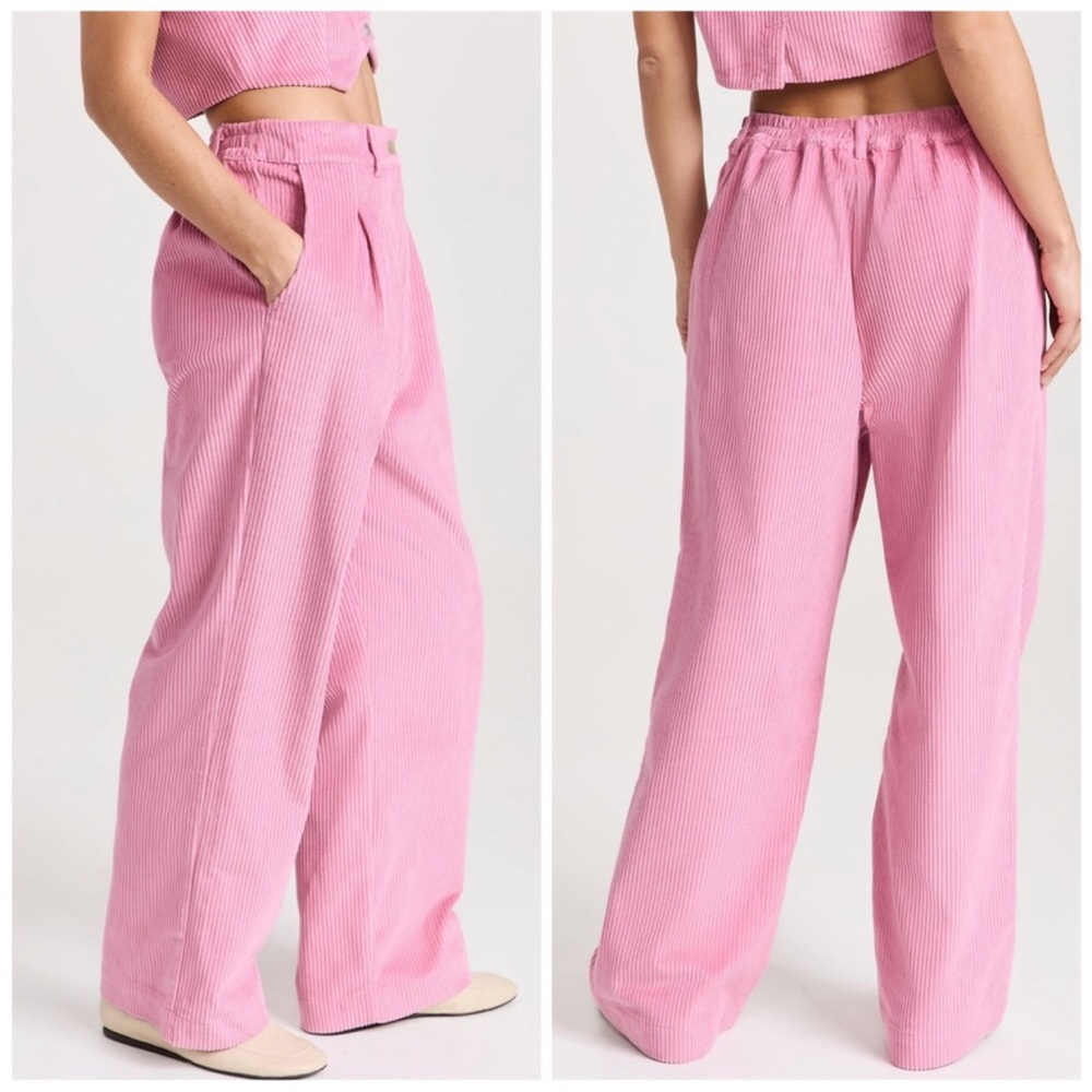 Donni Cord Pleated Trousers Bonbon Corduroy